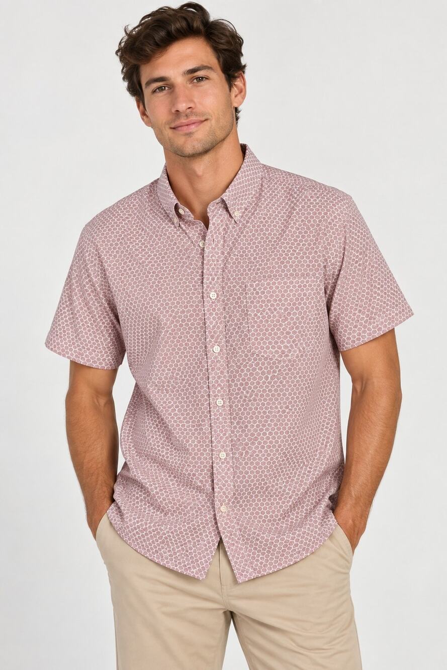 Faherty Mens Organic Cotton Pink Button Up Long Sleeve Shirt Medium